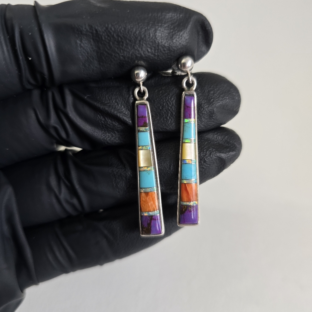 Sterling Silver 925 Native American Style Earrings